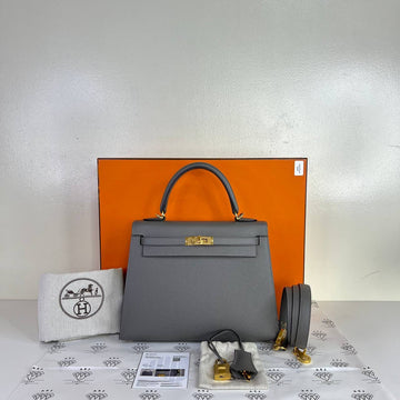 [PRE LOVED] Hermes Kelly 25 Sellier in Gris Meyer Epsom Leather GHW (Stamp U - 2022)