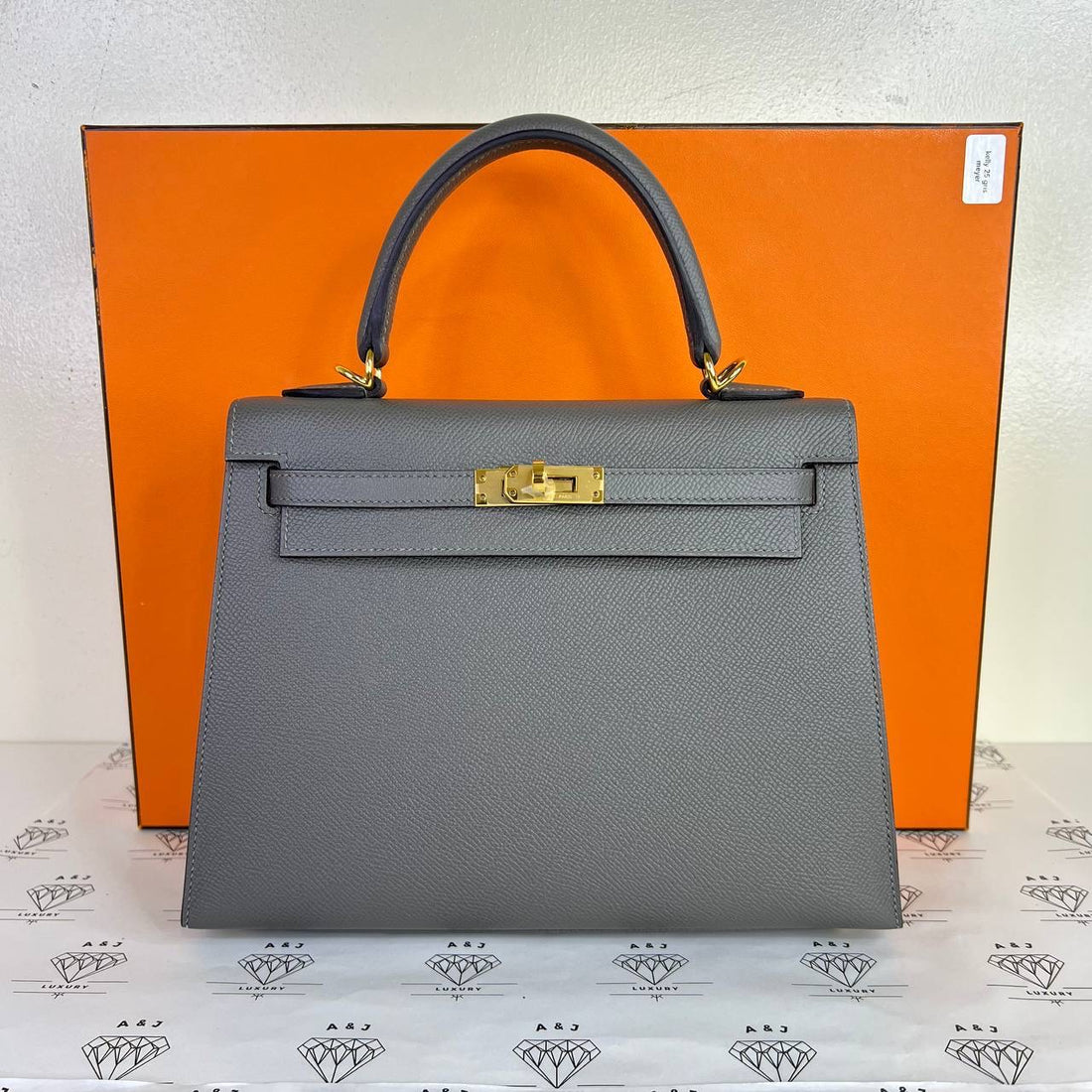 [PRE LOVED] Hermes Kelly 25 Sellier in Gris Meyer Epsom Leather GHW (Stamp U - 2022)