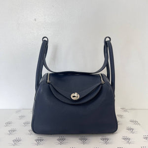 [PRE LOVED] Hermes Lindy 26 in Bleu Nuit Clemence Leather PHW (Stamp Square M - 2009)