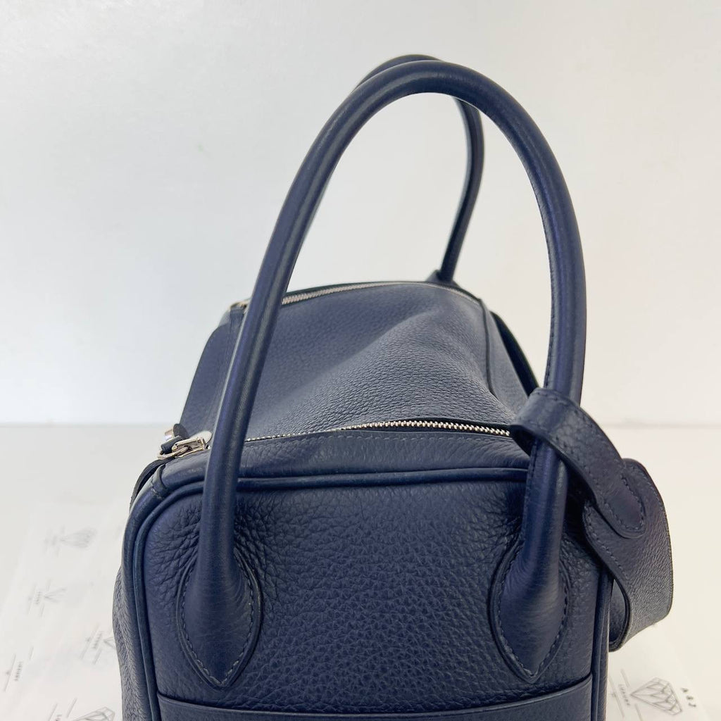 [PRE LOVED] Hermes Lindy 26 in Bleu Nuit Clemence Leather PHW (Stamp Square M - 2009)