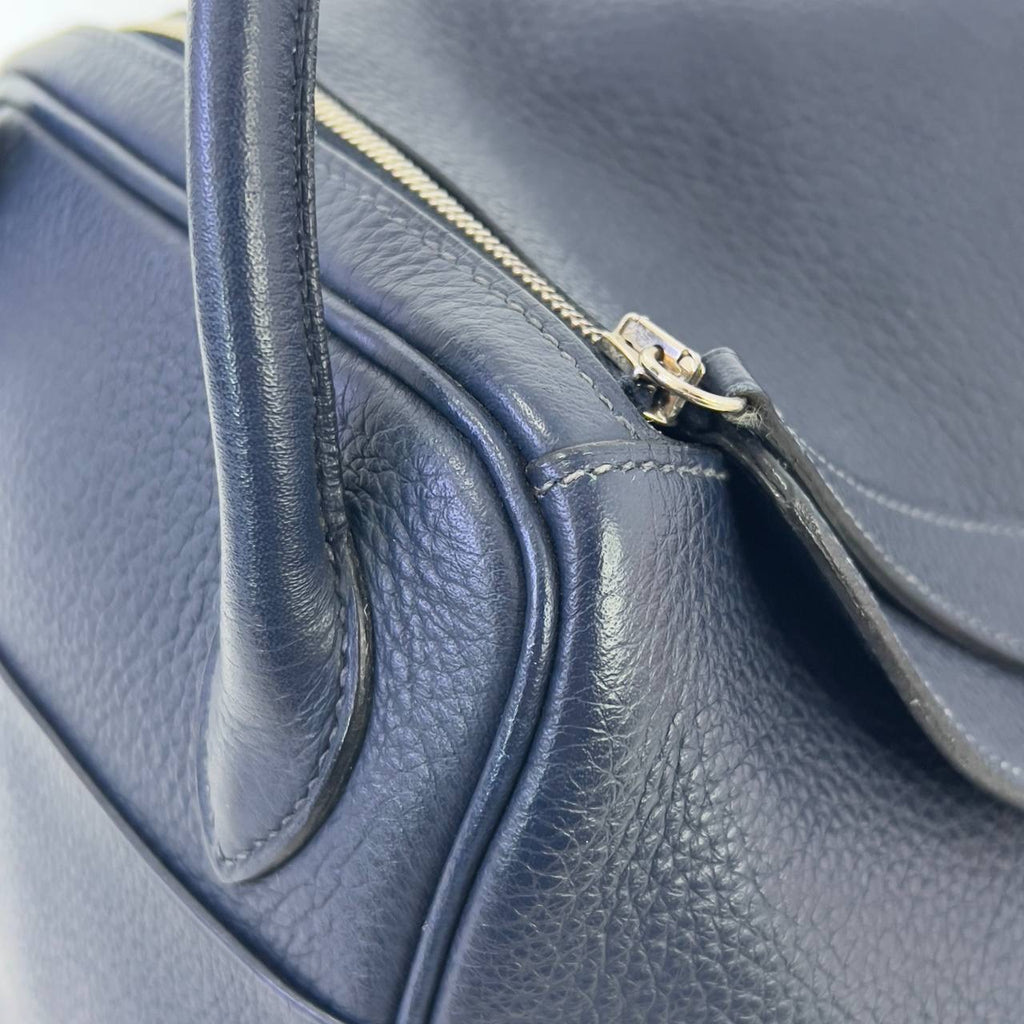 [PRE LOVED] Hermes Lindy 26 in Bleu Nuit Clemence Leather PHW (Stamp Square M - 2009)