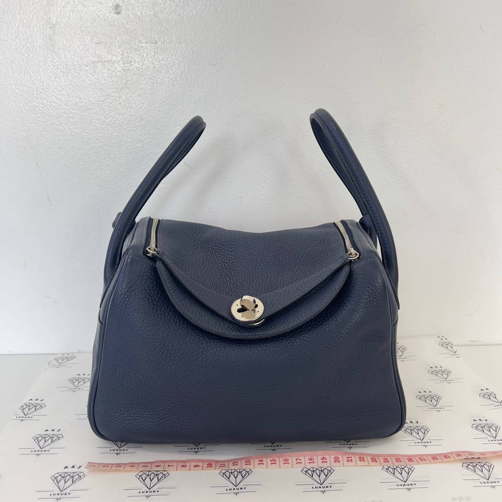 [PRE LOVED] Hermes Lindy 26 in Bleu Nuit Clemence Leather PHW (Stamp Square M - 2009)