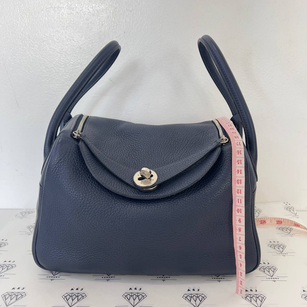 [PRE LOVED] Hermes Lindy 26 in Bleu Nuit Clemence Leather PHW (Stamp Square M - 2009)