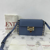[PRE LOVED] Valentino Small Rockstud Crossbody bag in Blue Calfskin Leather GHW