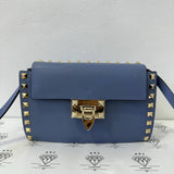 [PRE LOVED] Valentino Small Rockstud Crossbody bag in Blue Calfskin Leather GHW