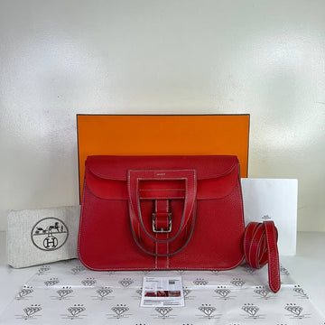 [PRE LOVED] Hermes Halzan 31 in Vermillion Clemence Leather PHW (Stamp X - 2016)