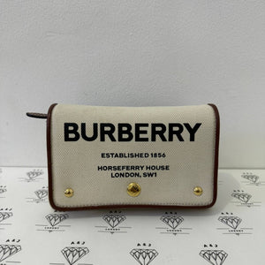 [PRE LOVED] Burberry Hackferry Logo Printed Canvass Bag in Natural