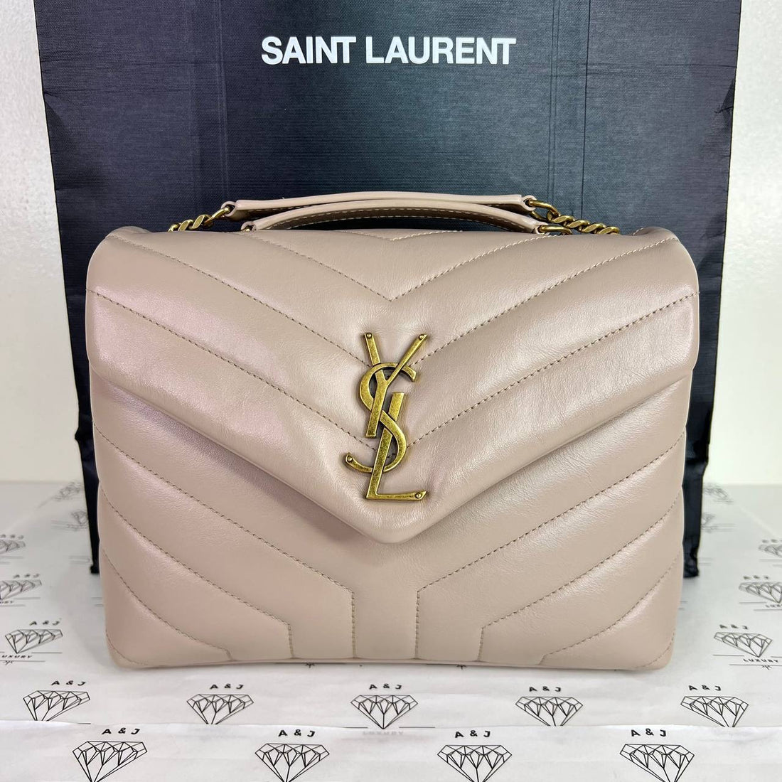 [PRE LOVED] YSL Small Loulou in Beige GHW