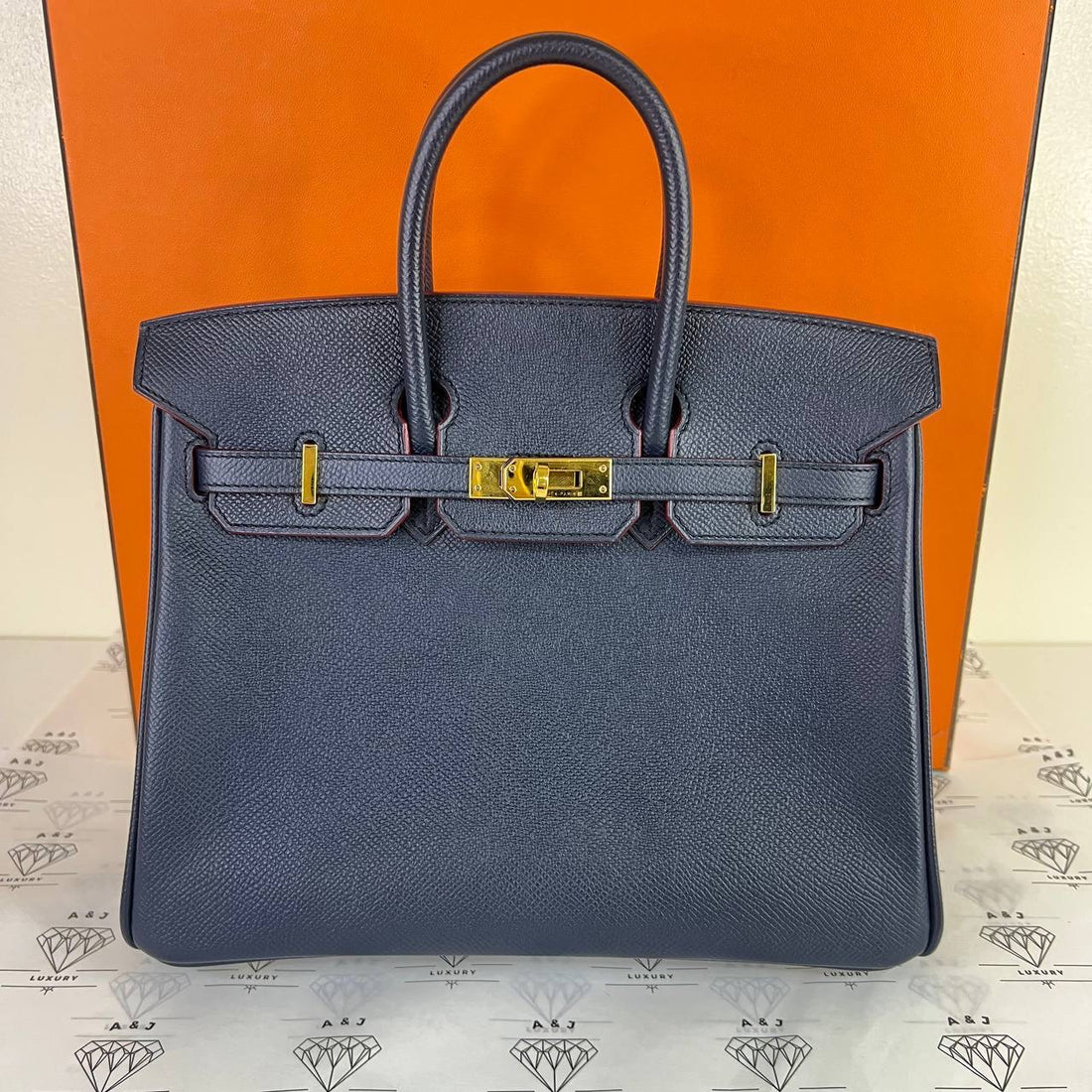 [PRE LOVED] Hermes Birkin 25 Contour in Bleu Indigo/Rouge H Epsom Leather GHW (Stamp X - 2016)