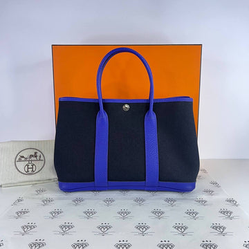 [PRE LOVED] Hermes Garden Party Tote (GPT) 30 in Black/Blue PHW (Stamp A - 2017)
