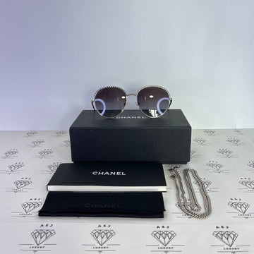 [PRE LOVED] Chanel Round Chain Sunglasses in Silver