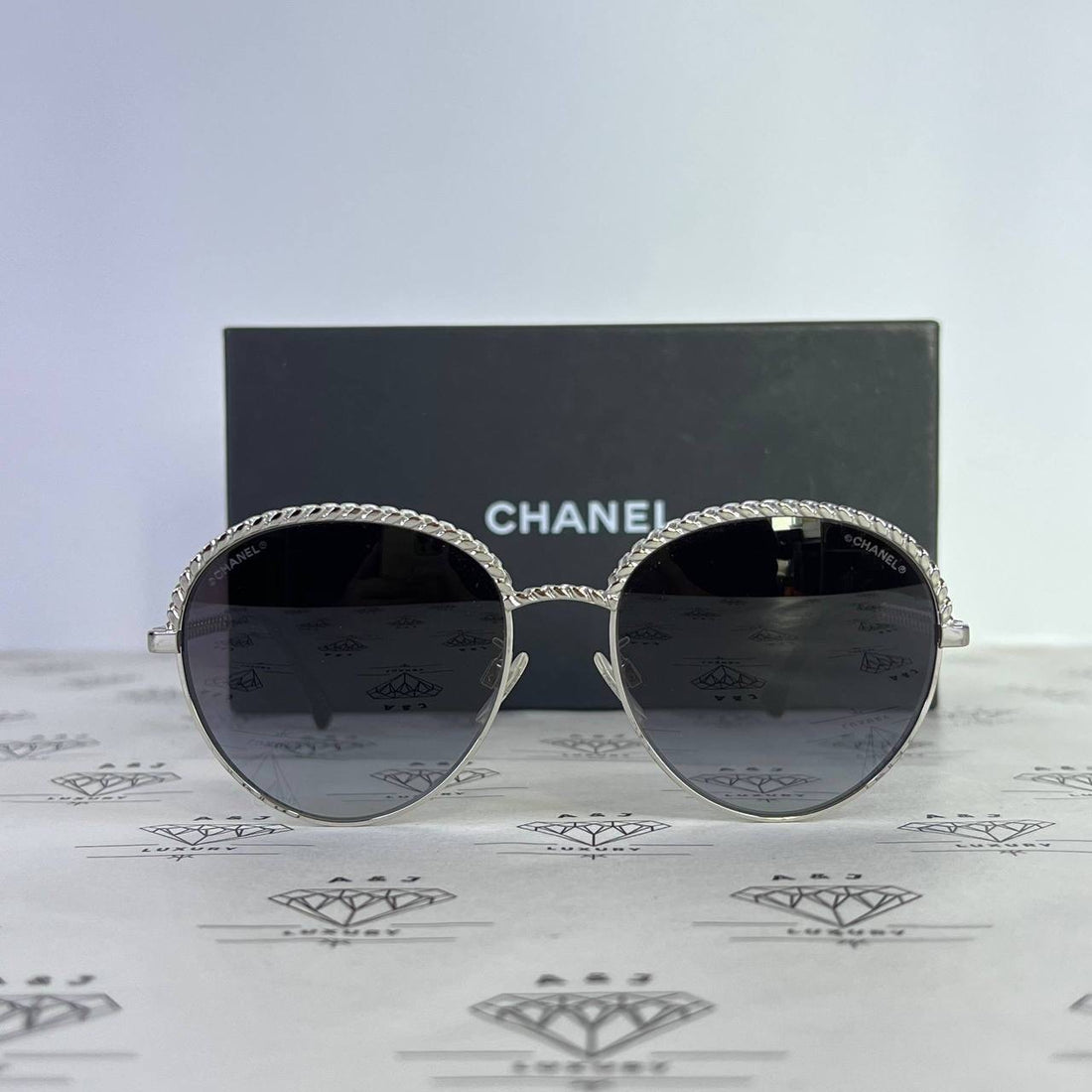 [PRE LOVED] Chanel Round Chain Sunglasses in Silver