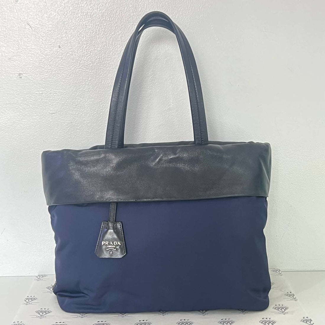 [PRE LOVED] Prada Nylon and Leather Tote Bag in Blue and Black