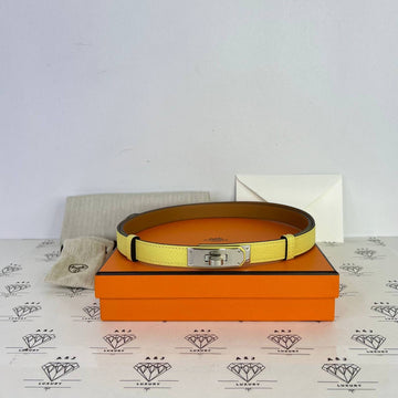 [BRAND NEW] Hermes Kelly 18 Belt in Jaune Poussin Epsom Leather PHW (Stamp B - 2023)