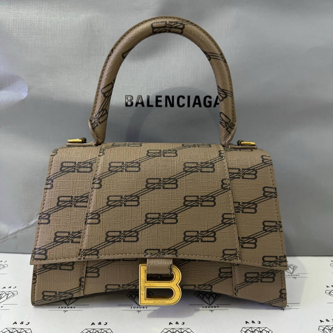 [PRE LOVED] Balenciaga Small Hourglass Top Handle Bag in Canvass