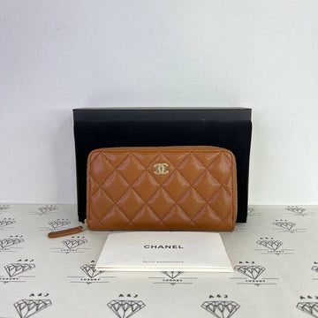 [PRE LOVED] Chanel Medium Zippy Wallet in Caramel Caviar Leather GHW (microchipped)