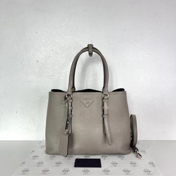 [PRE LOVED] Prada BN2838 Double Cuir in Argilla Saffiano Leather SHW