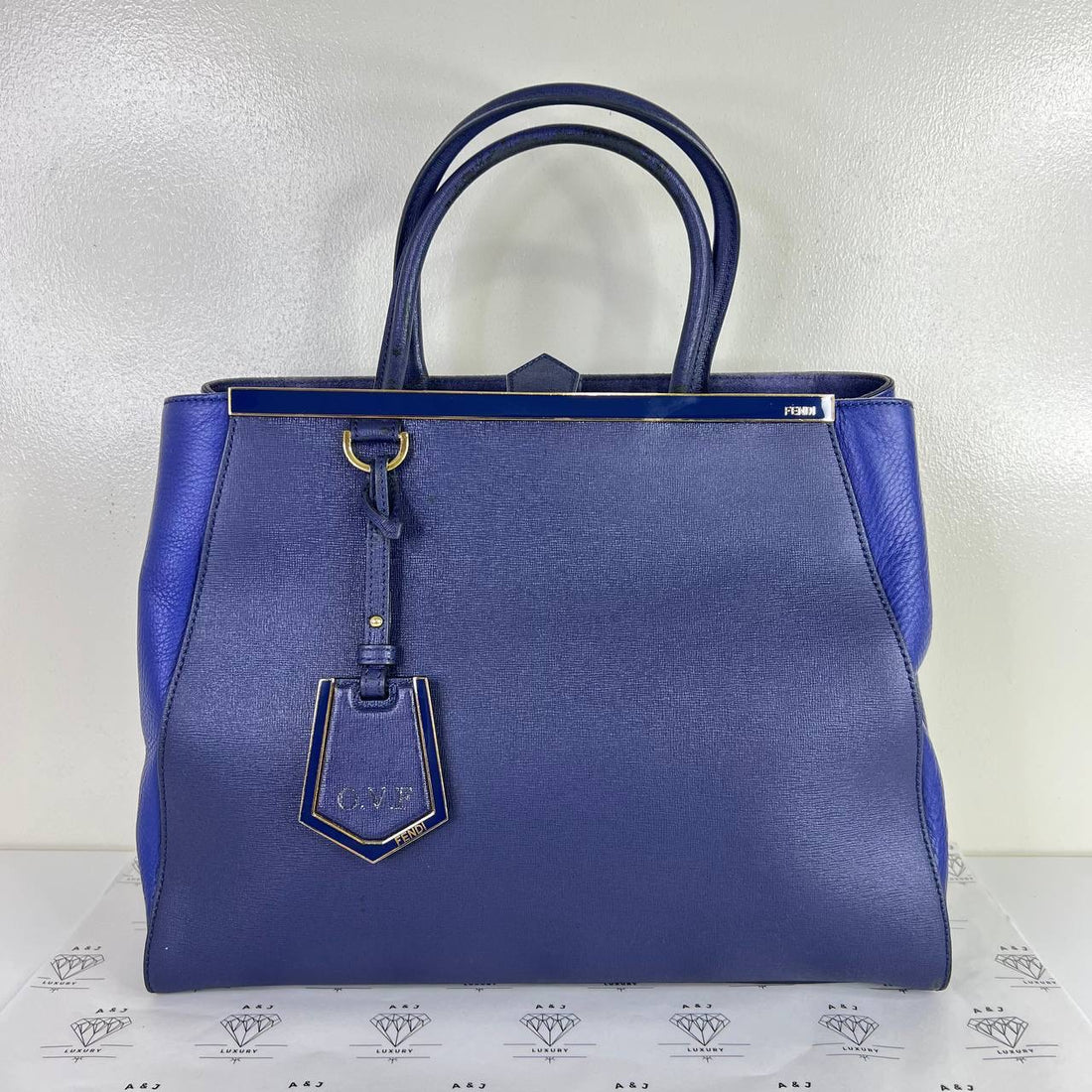 [PRE LOVED] Fendi Large 2Jours in Blue GHW with Initials OVF