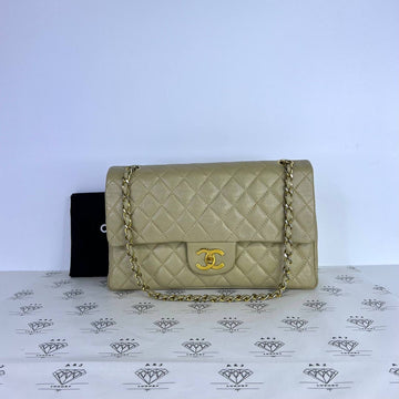 [PRE LOVED] Chanel Vintage Double Flap in Beige Lambskin Leather GHW (Pre hologram)