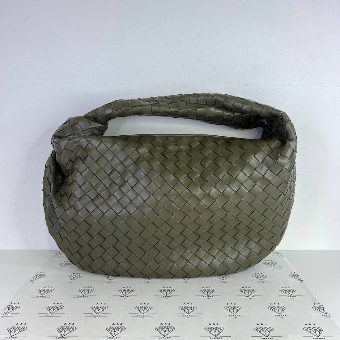 [PRE LOVED] Bottega Veneta Small Jodie in Khaki Intrecciato Leather GHW