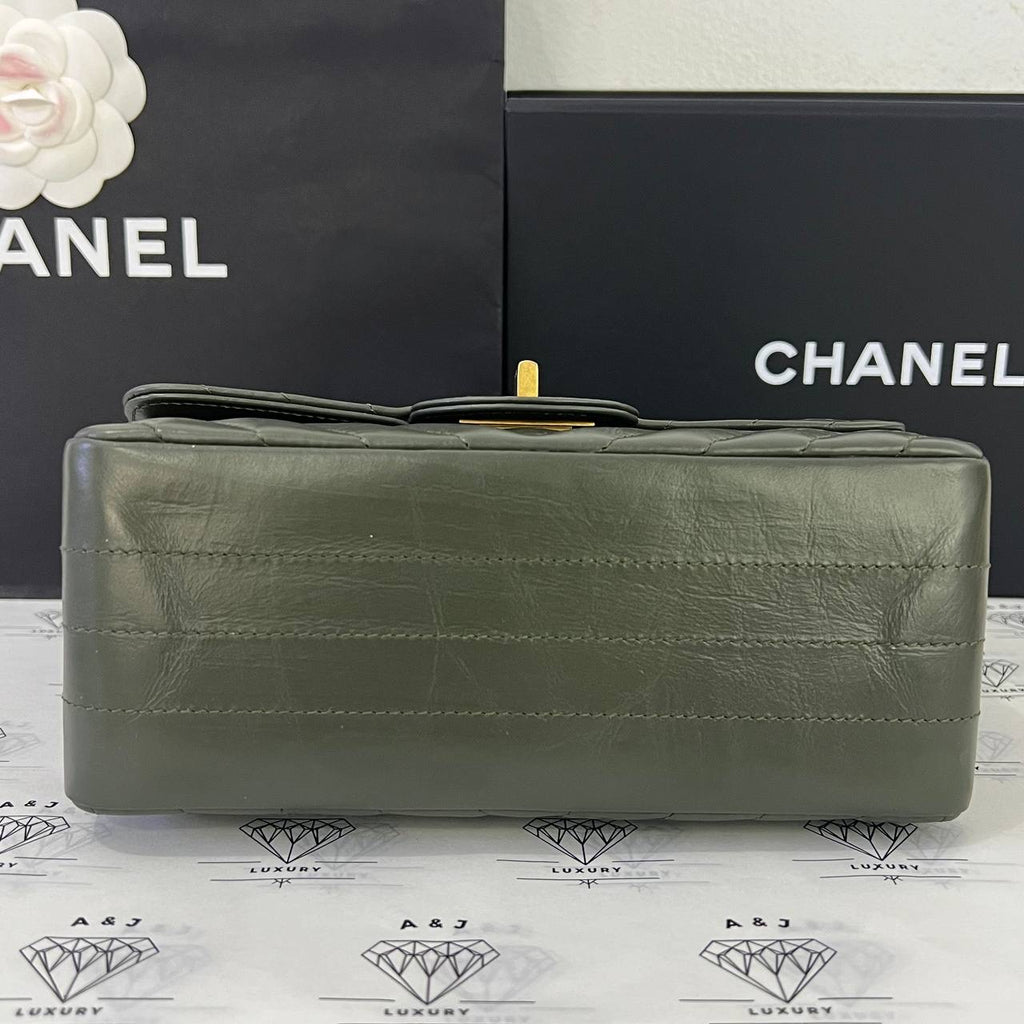 [PRE LOVED] Chanel Mini Reissue 2.55 in Green Distressed Calfskin Leather GHW (microchipped)