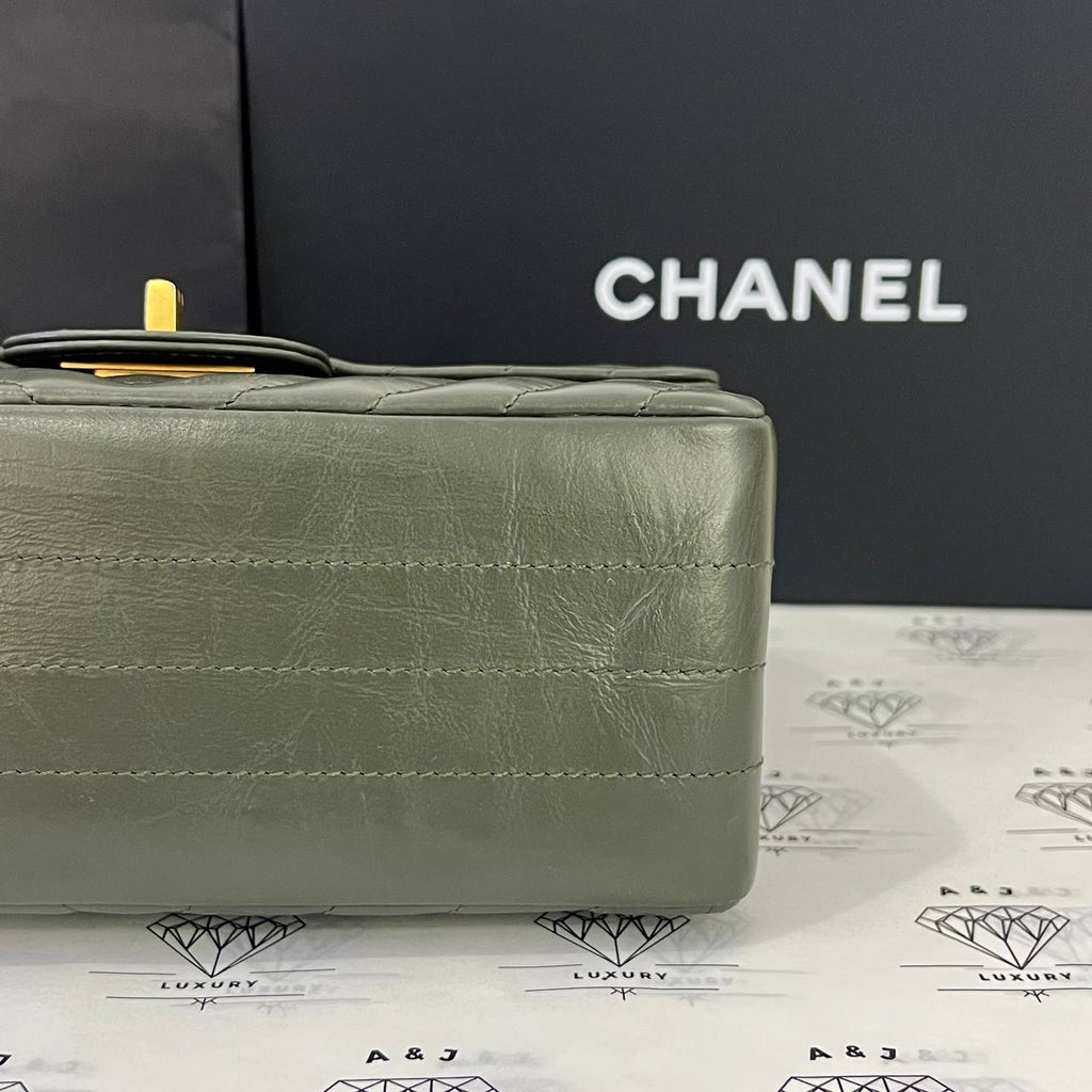 [PRE LOVED] Chanel Mini Reissue 2.55 in Green Distressed Calfskin Leather GHW (microchipped)