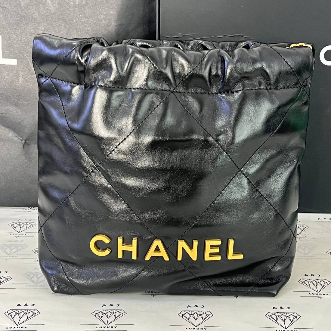 [PRE LOVED] Chanel C22 Mini in Black Lambskin Leather GHW (microchipped)