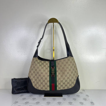 [PRE LOVED] Gucci Vintage Jackie in Brown with Black Leather trims SHW