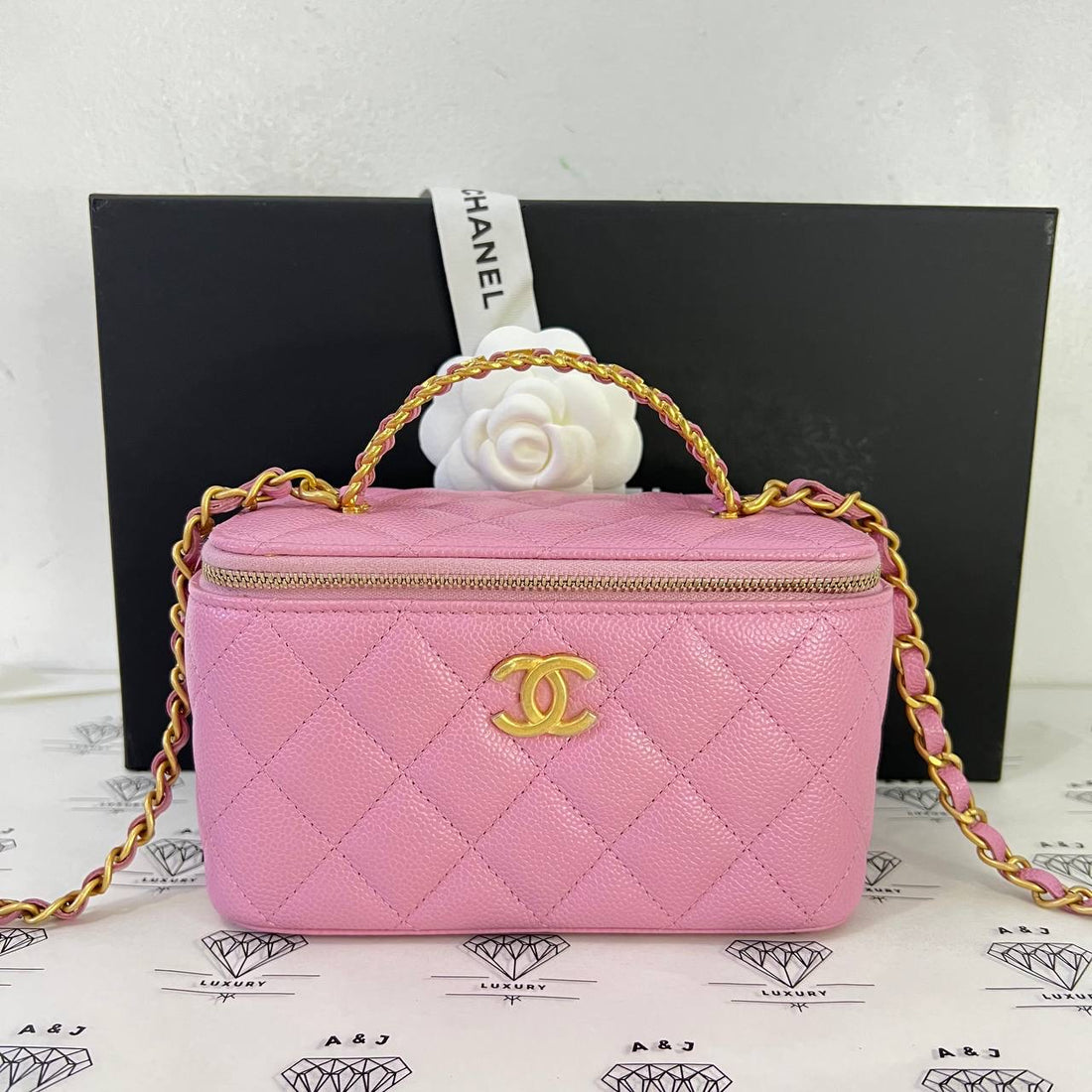 [PRE LOVED] Chanel Pick Me Up Logo Vanity Top Handle in Pink Caviar Leather GHW (Series 32)