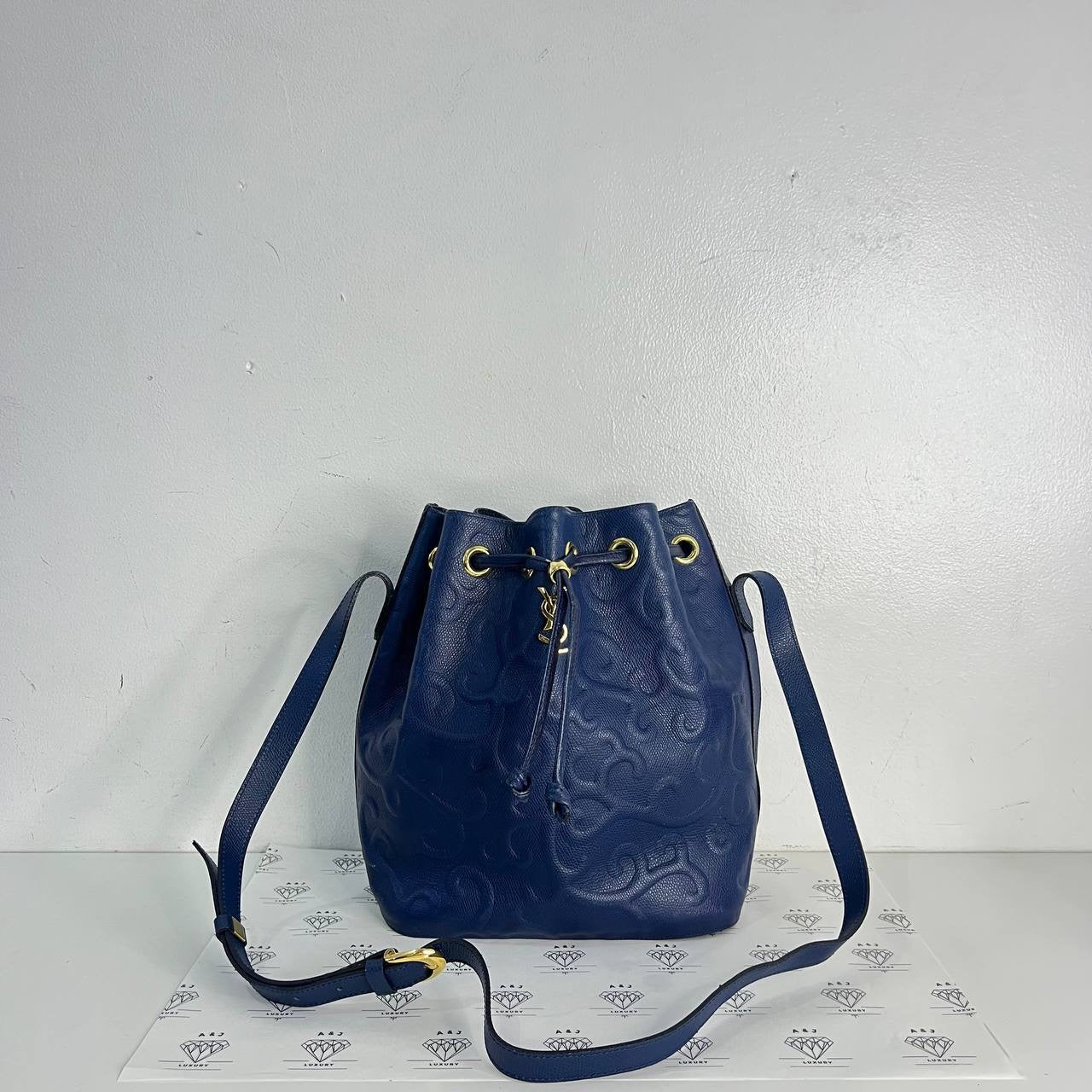 [PRE LOVED] YSL Vintage Bucket Bag in Blue GHW