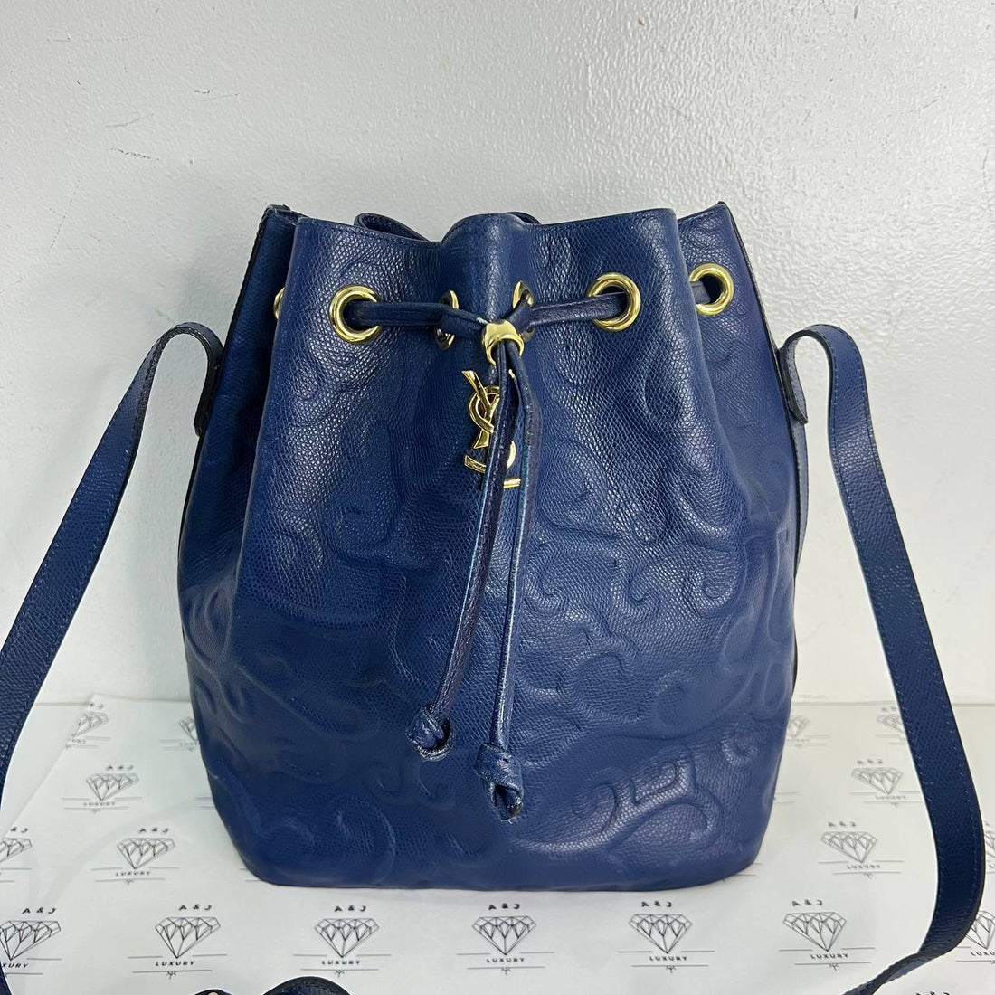 [PRE LOVED] YSL Vintage Bucket Bag in Blue GHW