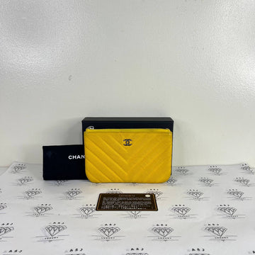 [PRE LOVED] Chanel Mini O Case in Yellow Caviar Leather RHW (Series 24)
