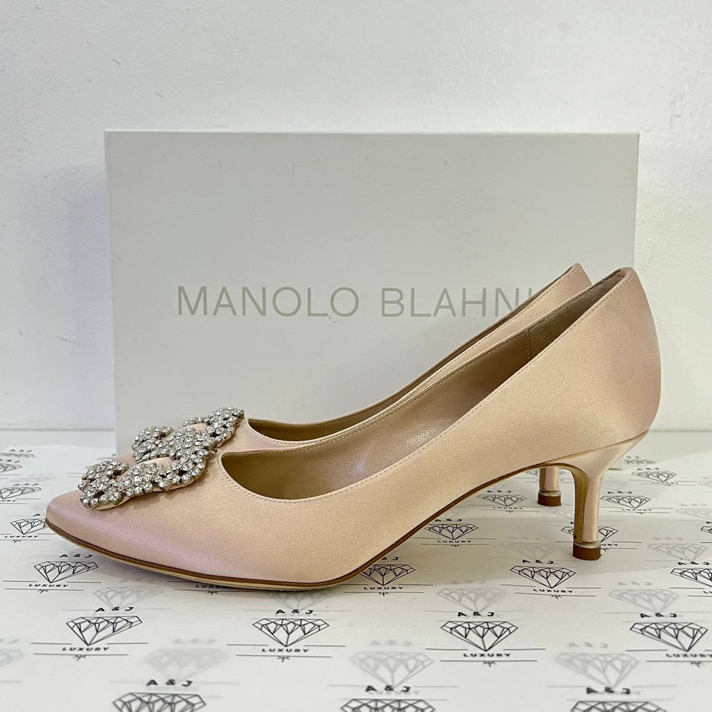 [PRE LOVED] Manolo Blahnik Satin Pumps in Light Pink Size 37EU