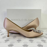 [PRE LOVED] Manolo Blahnik Satin Pumps in Light Pink Size 37EU