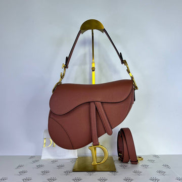 [PRE LOVED] Christian Dior Saddle Bag with Strap in Rust Grained Calfskin Leather GHW (2022)