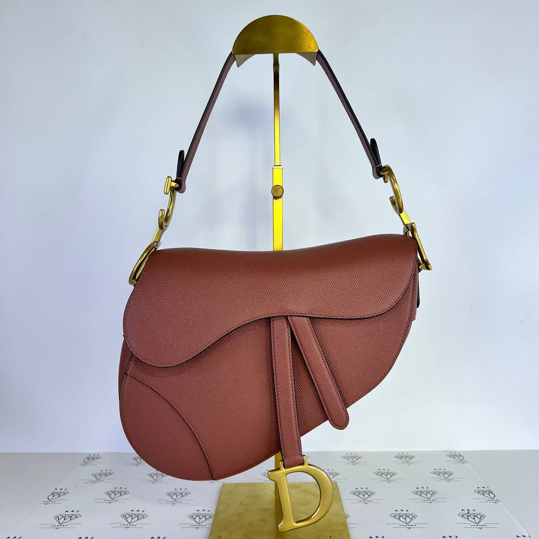 [PRE LOVED] Christian Dior Saddle Bag with Strap in Rust Grained Calfskin Leather GHW (2022)
