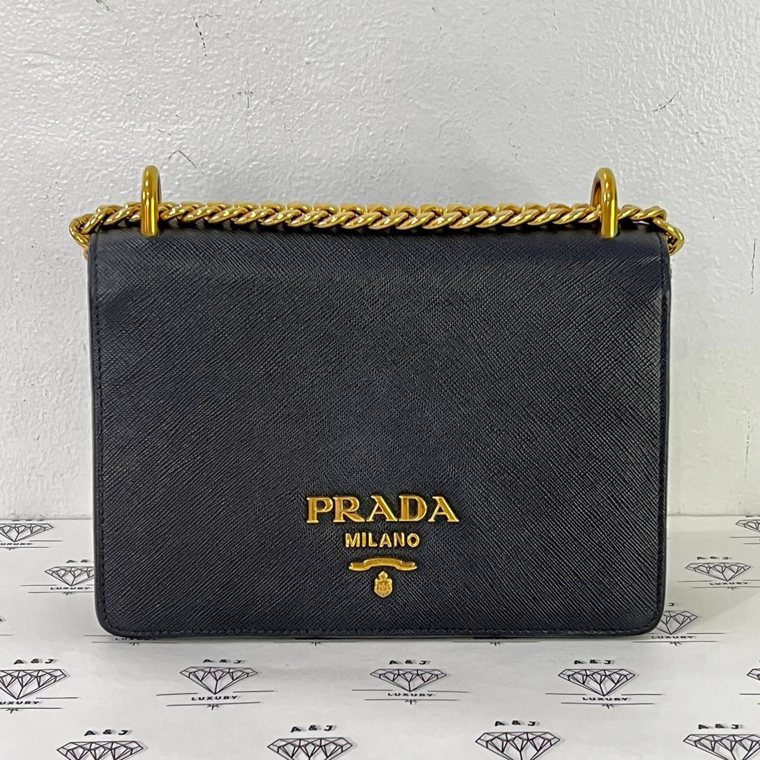 [PRE LOVED] Prada 1BD133 Flap Bag in Black Saffiano Leather GHW