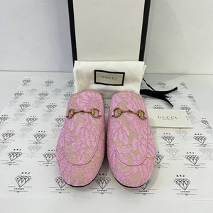 [PRE LOVED] Gucci Princetown Mules in Pink Lace Size 39EU