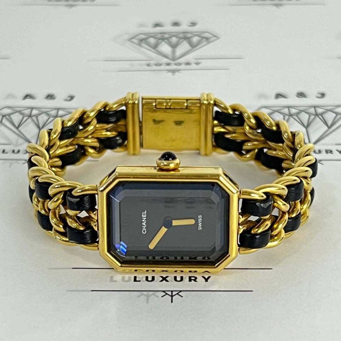 [PRE LOVED] Chanel Vintage Premier Watch in Black GHW Size Medium