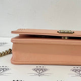 [PRE LOVED] Chanel Leboy Wallet on Chain in Peach Chevron Caviar Leather GHW (microchipped)