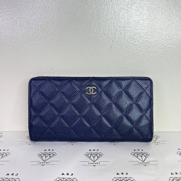 [PRE LOVED] Chanel Long Bifold Wallet in Blue Caviar Leather SHW (Series 13)