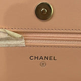 [PRE LOVED] Chanel Leboy Wallet on Chain in Peach Chevron Caviar Leather GHW (microchipped)