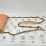 [PRE LOVED] Chanel Leboy Wallet on Chain in Peach Chevron Caviar Leather GHW (microchipped)