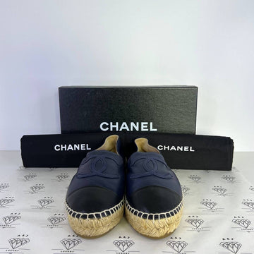 [PRE LOVED] Chanel Classic Espadrilles in Black/Blue Size 37EU
