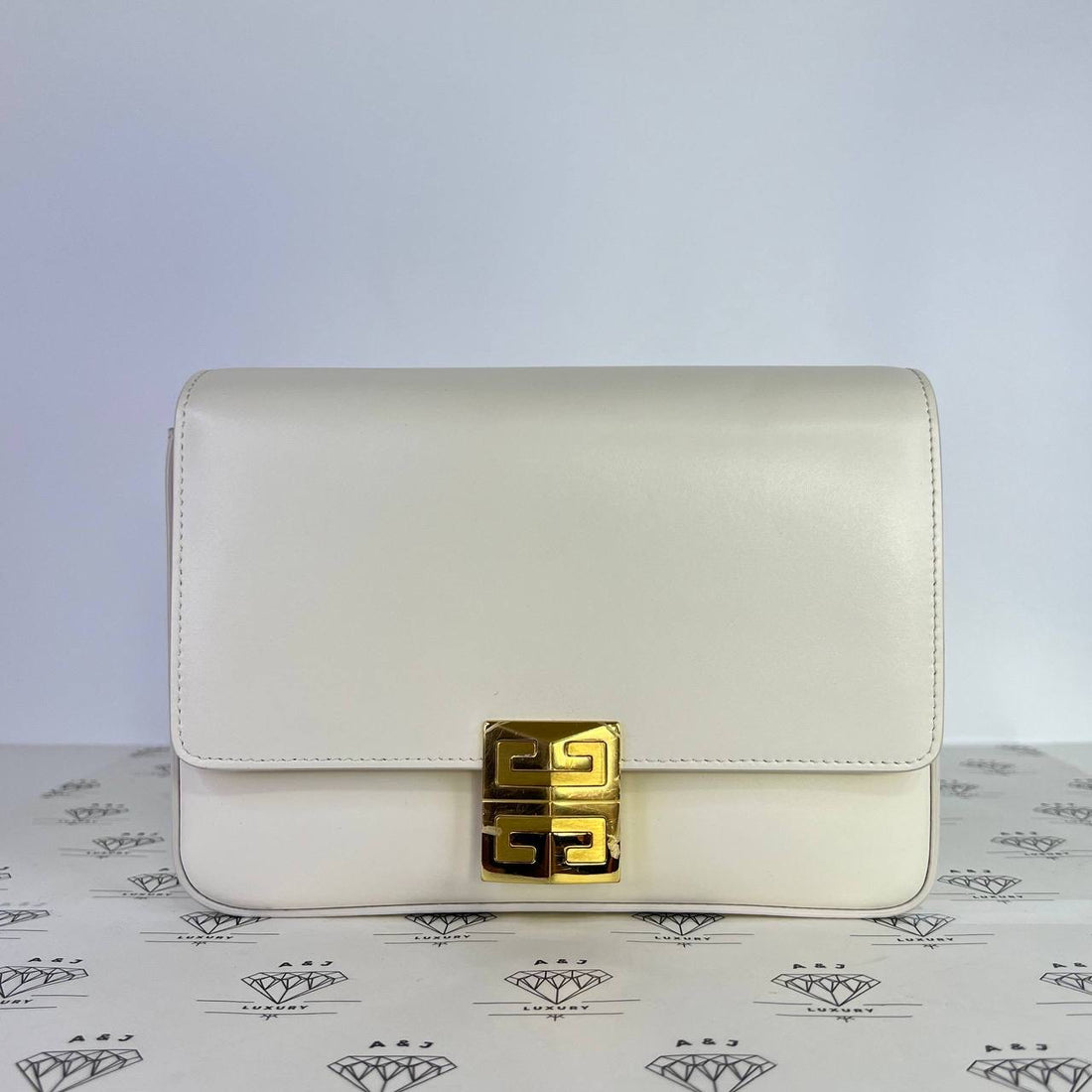 [PRE LOVED] Givenchy GV3 Crossbody Bag in White Calfskin Leather GHW