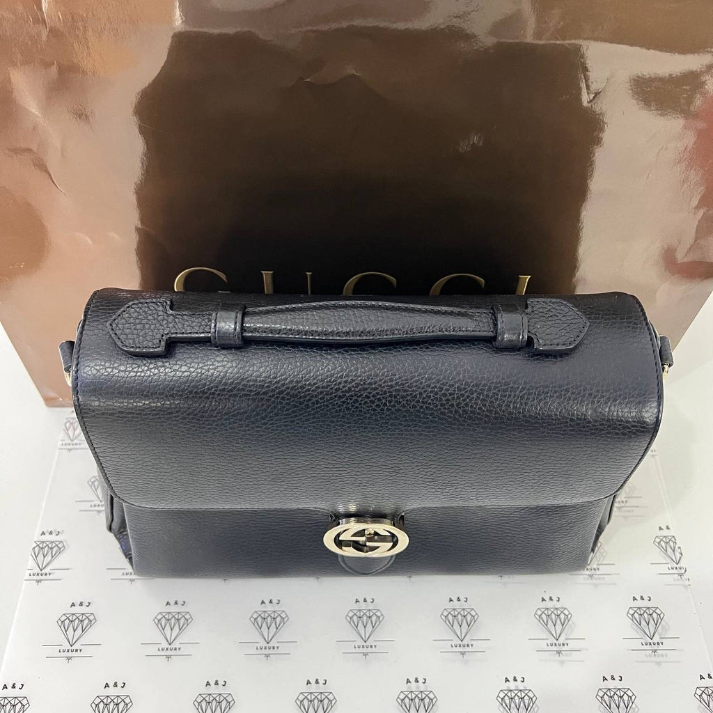 [PRE LOVED] Gucci Medium Interlocking Bag in Black GHW