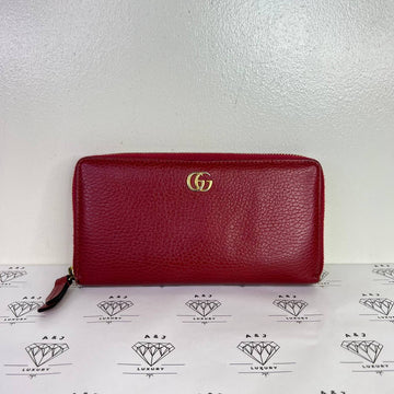 [PRE LOVED] Gucci Marmont Zip Around Long Wallet in Red GHW