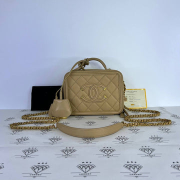[PRE LOVED] Chanel Small Vanity Filigree in Dark Beige Caviar Leather GHW (Series 25)