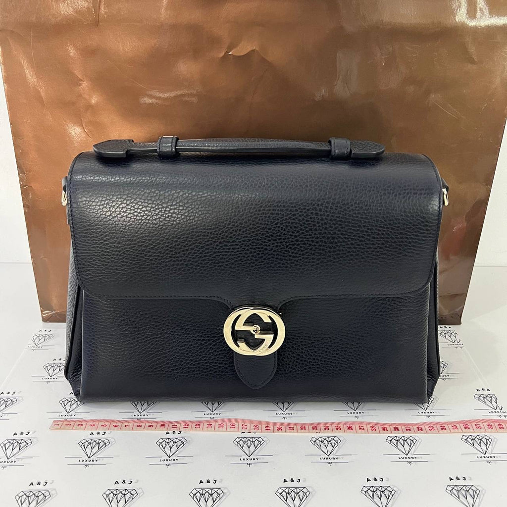 [PRE LOVED] Gucci Medium Interlocking Bag in Black GHW