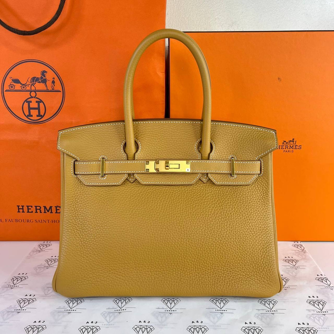 [PRE LOVED] Hermes Birkin 30 Retourne in Natural Sable Togo Leather GHW (Stamp T - 2015)